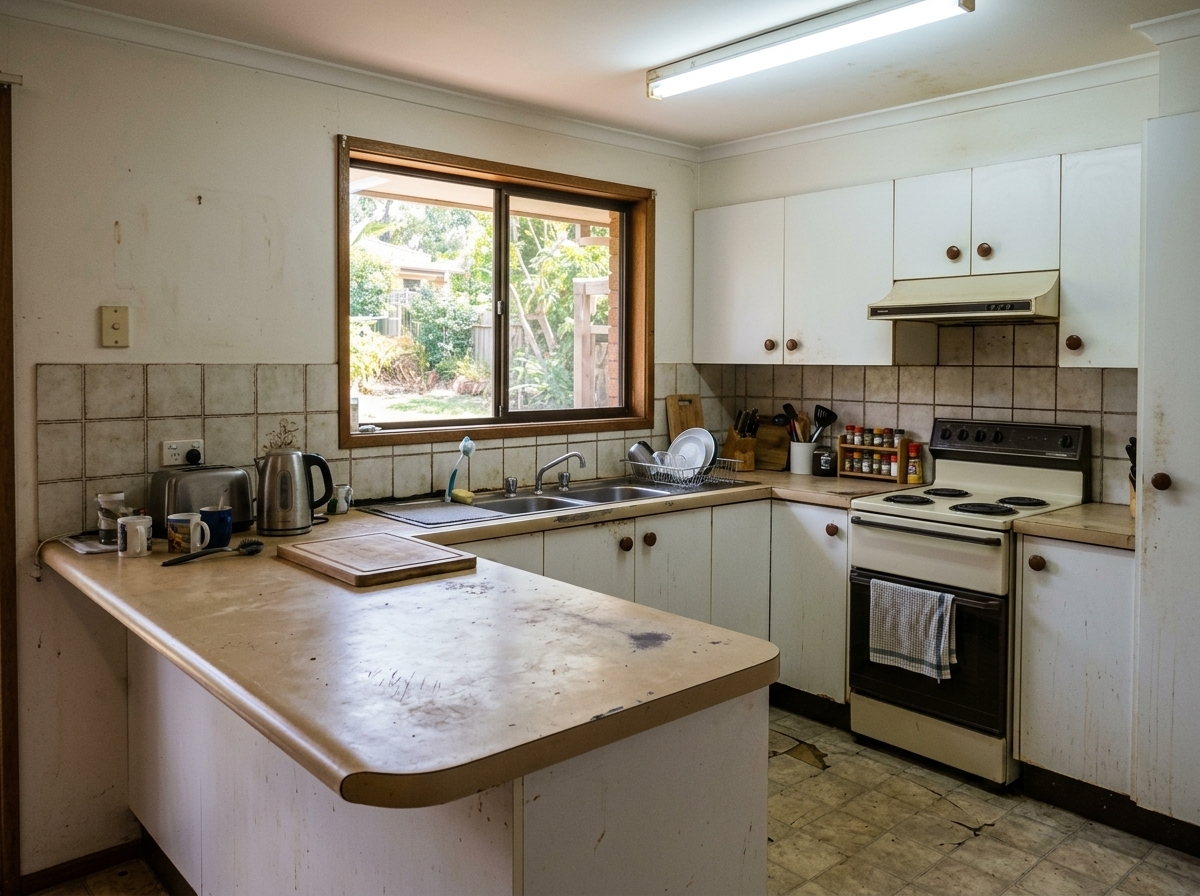 Old laminate benchtop — before