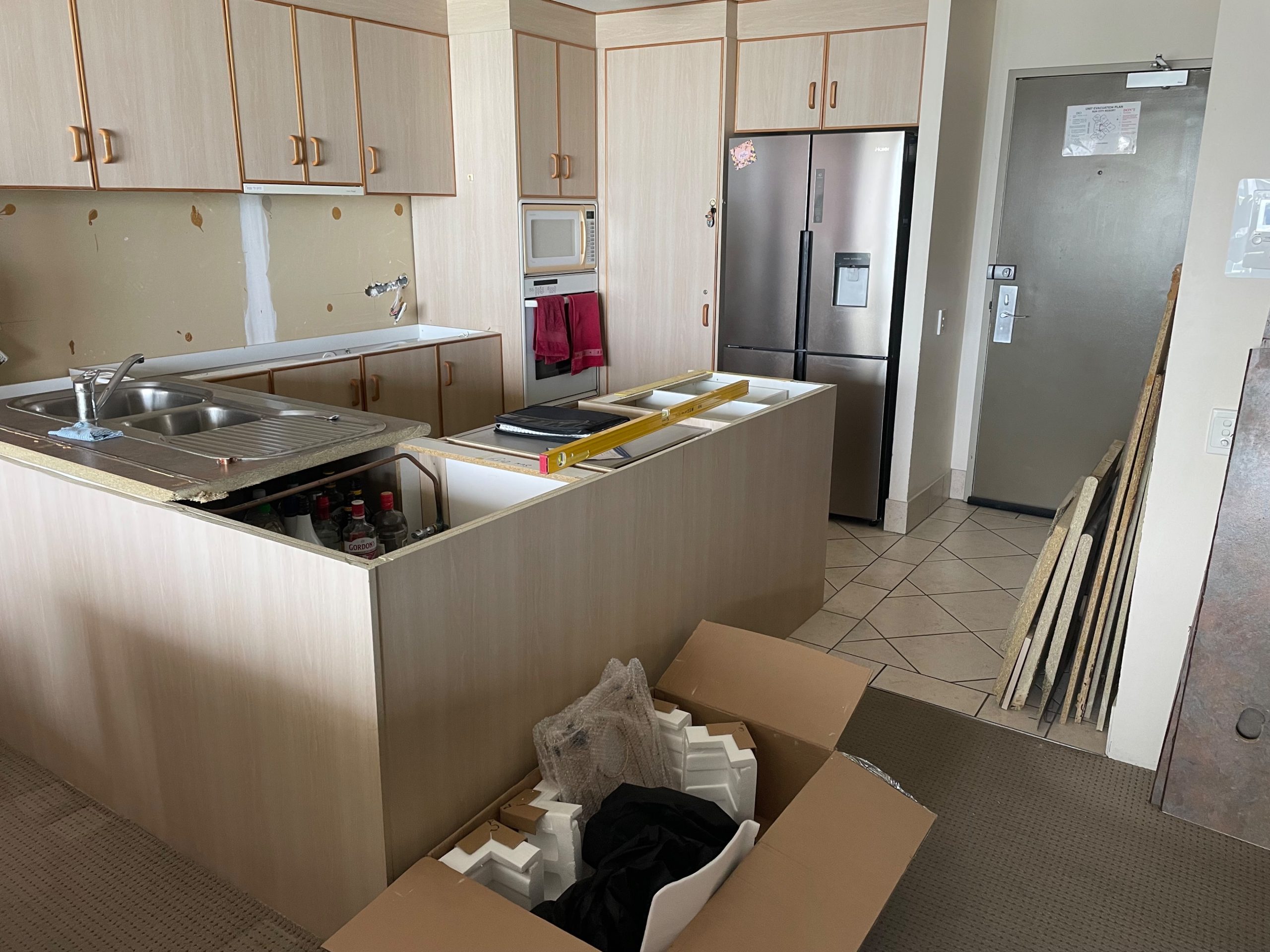 New build kitchen before stone benchtop installation